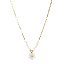 Femme Luzaka Colliers<Collier Fleur nacre acier doré or