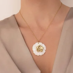Femme Luzaka Colliers<Collier Florine acier doré or et nacre