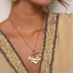 Femme Luzaka Colliers<Collier Iris Rhodonite acier doré or