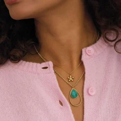 Femme Luzaka Colliers<Collier Kario acier doré or vert