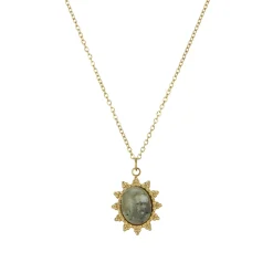 Femme Luzaka Colliers<Collier Lyka acier doré or pierre Pin Africian