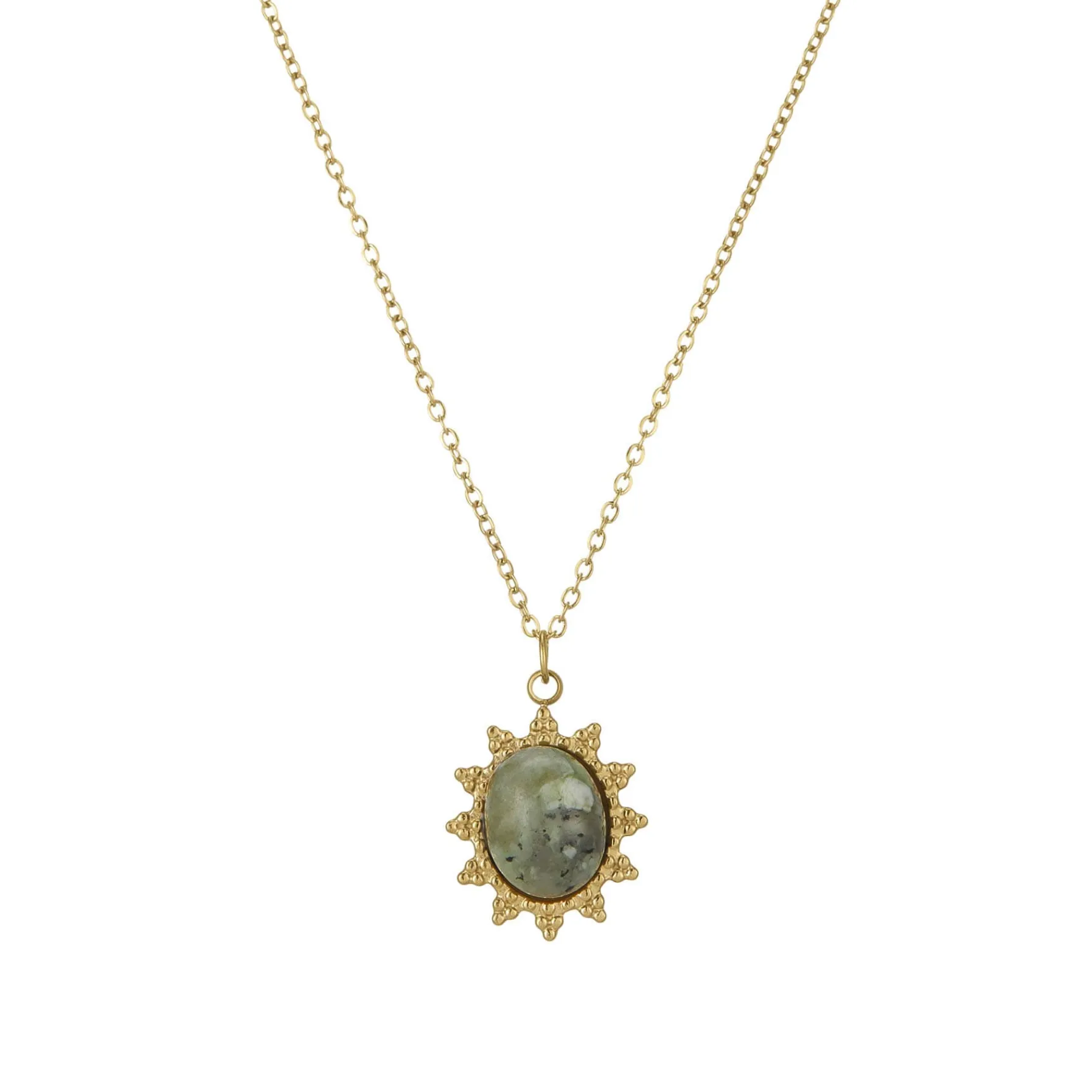 Femme Luzaka Colliers<Collier Lyka acier doré or pierre Pin Africian