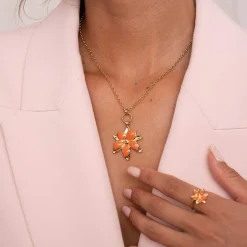 Femme Luzaka Colliers<Collier Maddy Orange acier doré or