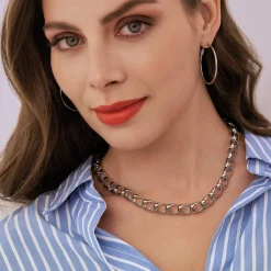 Femme Luzaka Colliers<Collier maille Albane acier argenté
