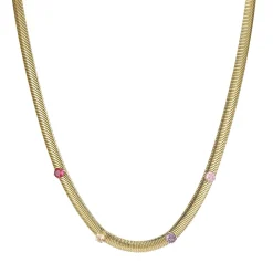 Femme Luzaka Colliers<Collier Maille plate zircons colorés