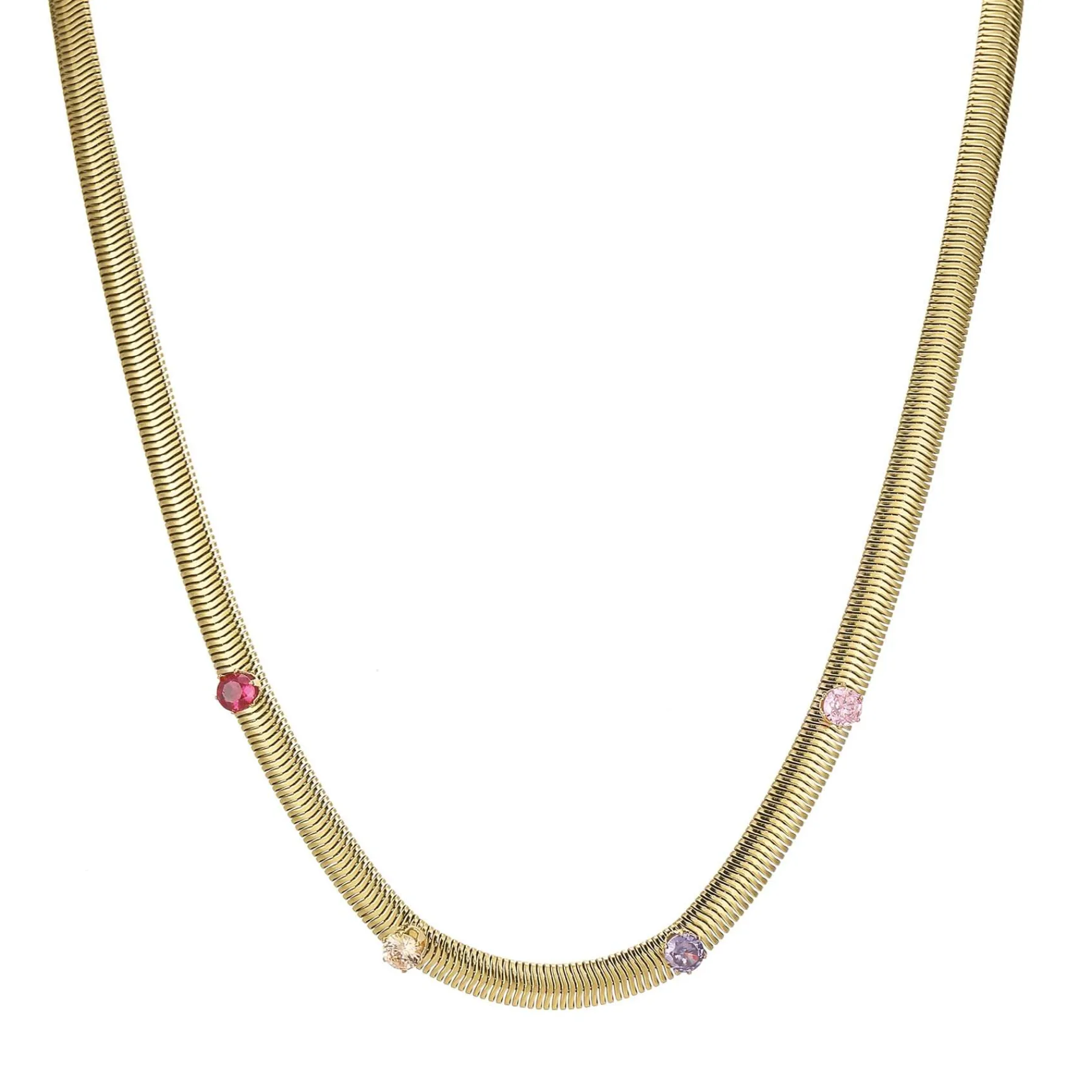 Femme Luzaka Colliers<Collier Maille plate zircons colorés