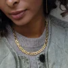 Femme Luzaka Colliers<Collier Mailles plates tréssées acier doré or