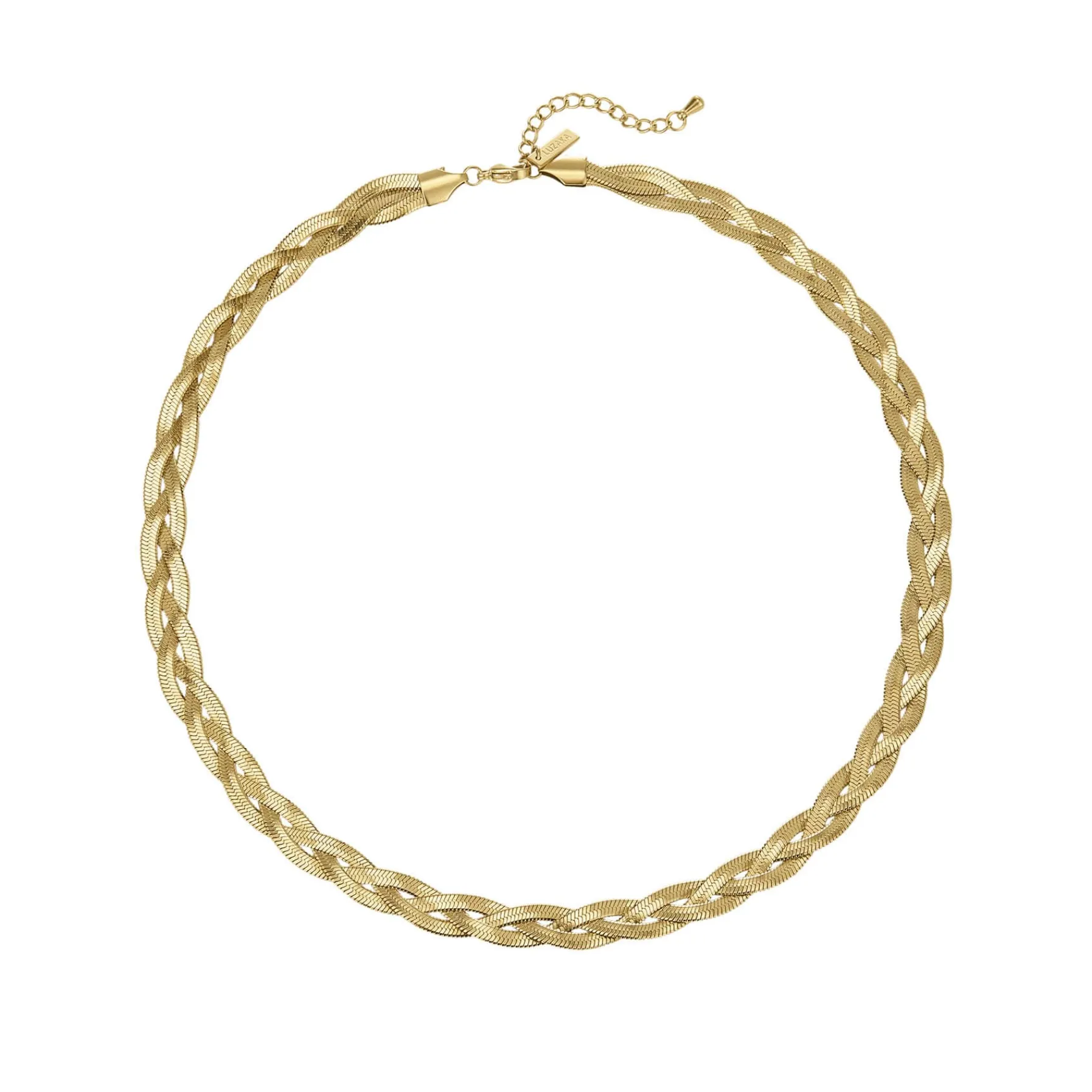 Femme Luzaka Colliers<Collier Mailles plates tréssées acier doré or