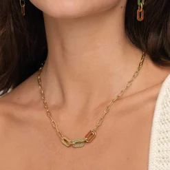 Femme Luzaka Colliers<Collier Maillons multicolores  acier doré or