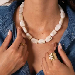 Femme Luzaka Colliers<Collier Naomi blanc acier doré or