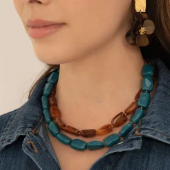 Femme Luzaka Colliers<Collier Naomi bleu acier doré or