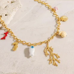 Femme Luzaka Colliers<Collier Nautilus acier doré or