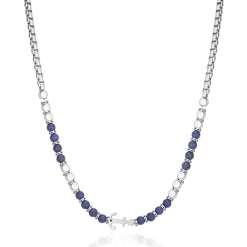 Homme Luzaka Colliers<Collier Navy acier argenté