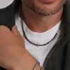 Homme Luzaka Colliers<Collier Navy acier pierres oeil de tigre