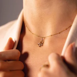 Femme Luzaka Colliers<Collier Olia acier doré or et pierres
