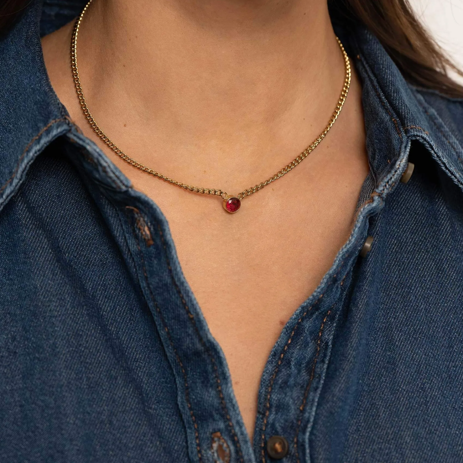 Femme Luzaka Colliers<Collier Rondina zircon rouge