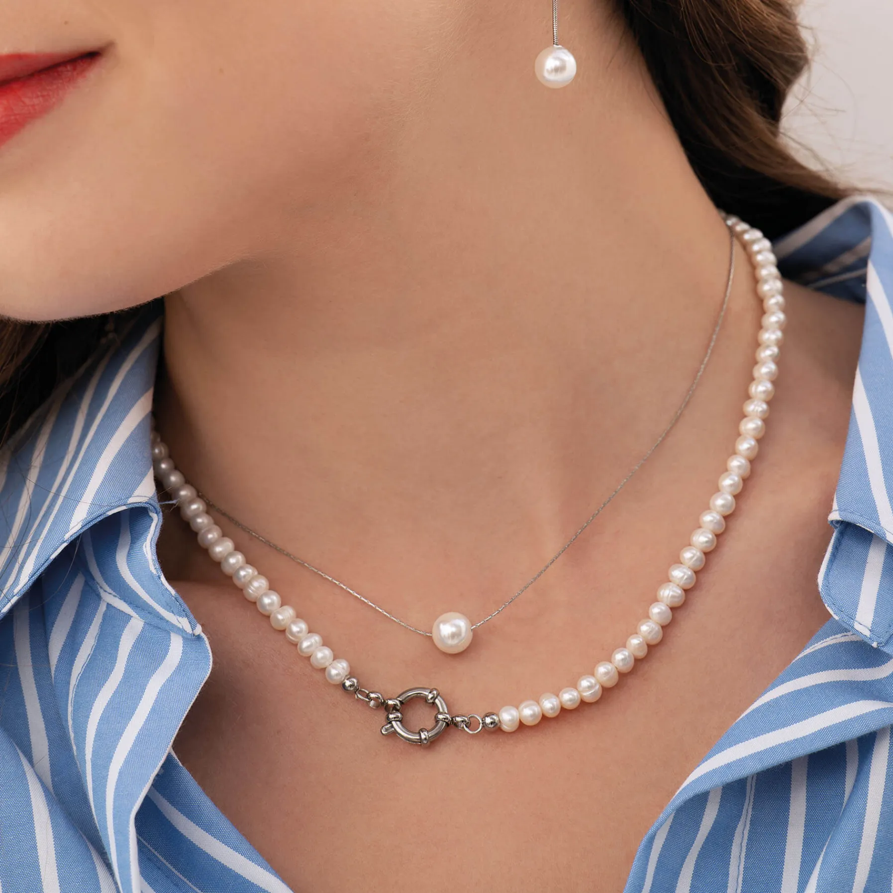 Femme Luzaka Colliers|Luzacharms<Collier Tahoré Perles nacre acier argenté
