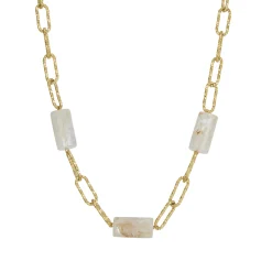 Femme Luzaka Colliers<Collier Topia blanc acier doré or
