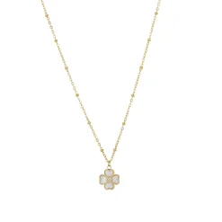 Femme Luzaka Colliers<Collier Trefle blanc acier doré or