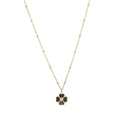 Femme Luzaka Colliers<Collier Trefle noir acier doré or