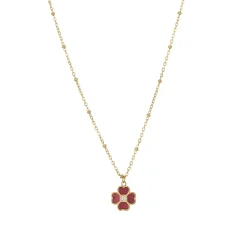 Femme Luzaka Colliers<Collier Trefle rose acier doré or