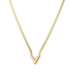 Femme Luzaka Colliers<Collier V Maille plate acier doré or