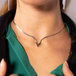 Femme Luzaka Colliers<Collier V Maille plate acier