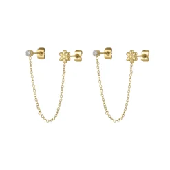Femme Luzaka Boucles<Double boucles Flore acier doré or