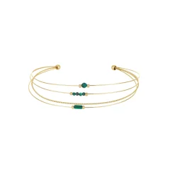 Femme Luzaka Bracelets<Jonc Isa Pierres Malachite acier doré or