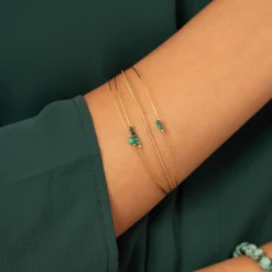 Femme Luzaka Bracelets<Jonc Isa Pierres Malachite acier doré or