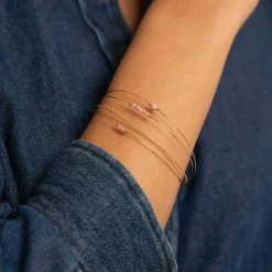 Femme Luzaka Bracelets<Jonc Isa Pierres Rhodonite acier doré or
