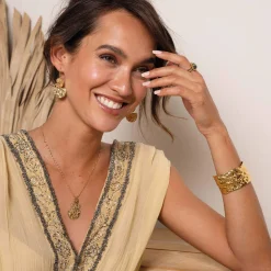 Femme Luzaka Bracelets<Jonc Jupiter martelé acier doré or