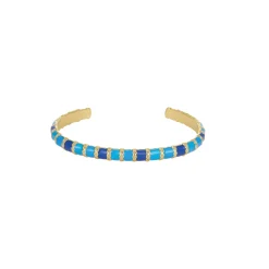 Femme Luzaka Bracelets<Jonc Mona bleu acier doré or