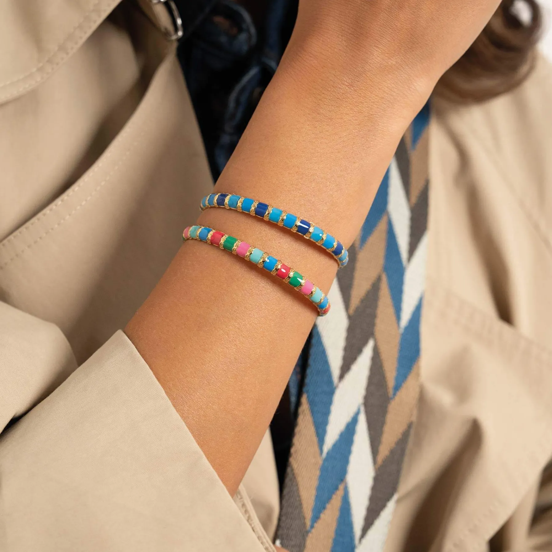 Femme Luzaka Bracelets<Jonc Mona multicolore acier doré or