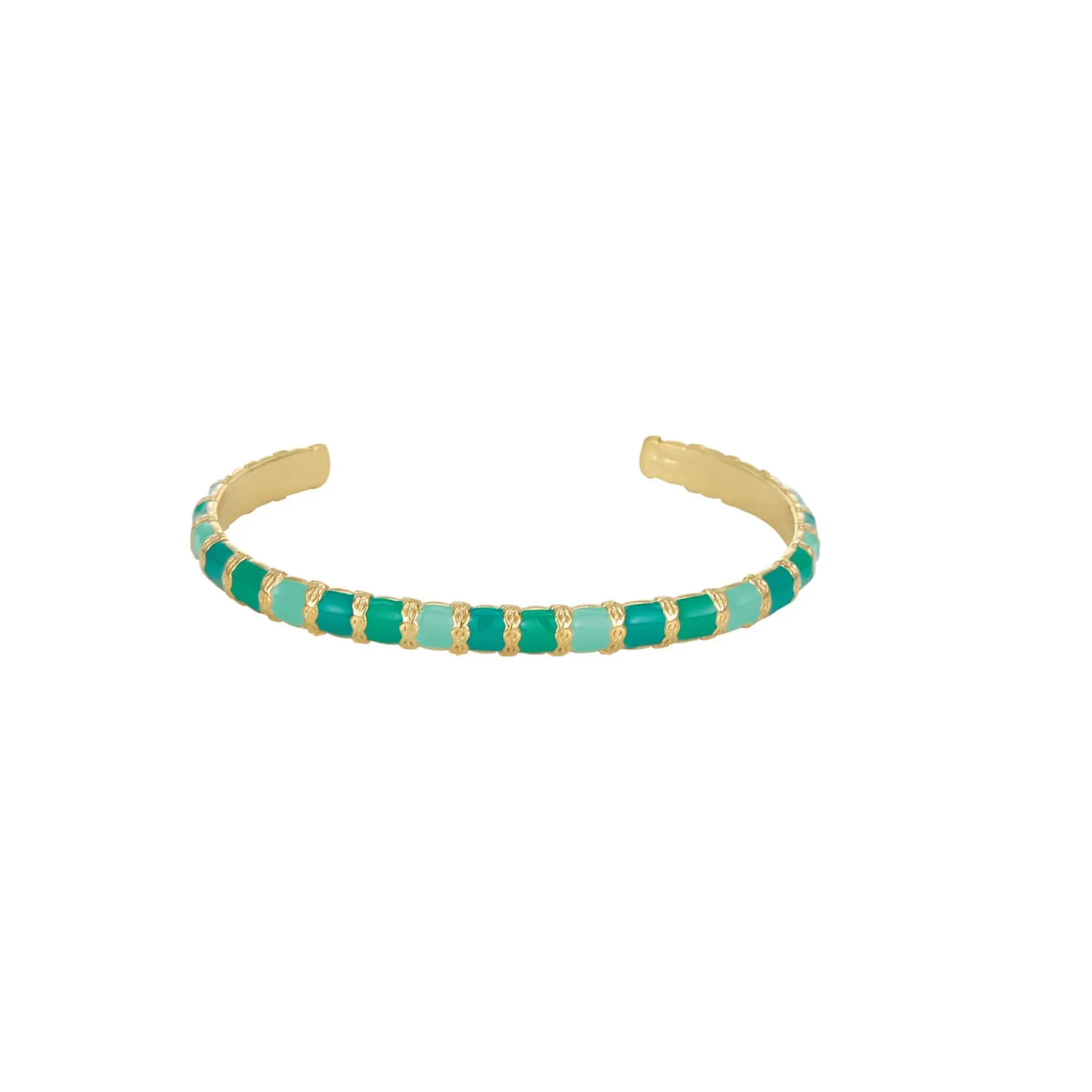 Femme Luzaka Bracelets<Jonc Mona vert acier doré or