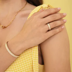 Femme Luzaka Bracelets<Jonc Rio blanc acier doré or