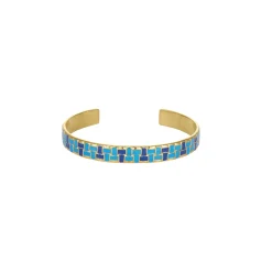 Femme Luzaka Bracelets<Jonc Rio bleu acier doré or
