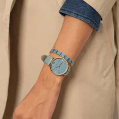 Femme Luzaka Bracelets<Jonc Rio bleu acier doré or