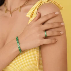 Femme Luzaka Bracelets<Jonc Rio vert acier doré or