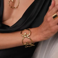 Femme Luzaka Bracelets<Manchette Rosita acier doré or