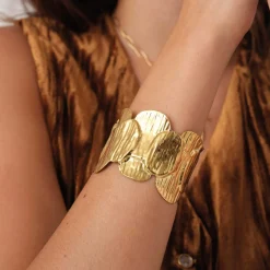 Femme Luzaka Bracelets<Manchette Ruby acier doré or