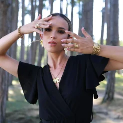 Femme Luzaka Bracelets<Manchette Sofia acier doré or