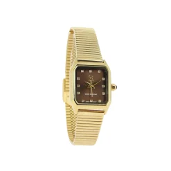 Femme Luzaka Montres Femme<Montre Lexi dorée / Chocolat - Bracelet maille milanaise