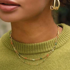 Femme Luzaka Colliers<Multi rangs Bilbao vert acier doré or