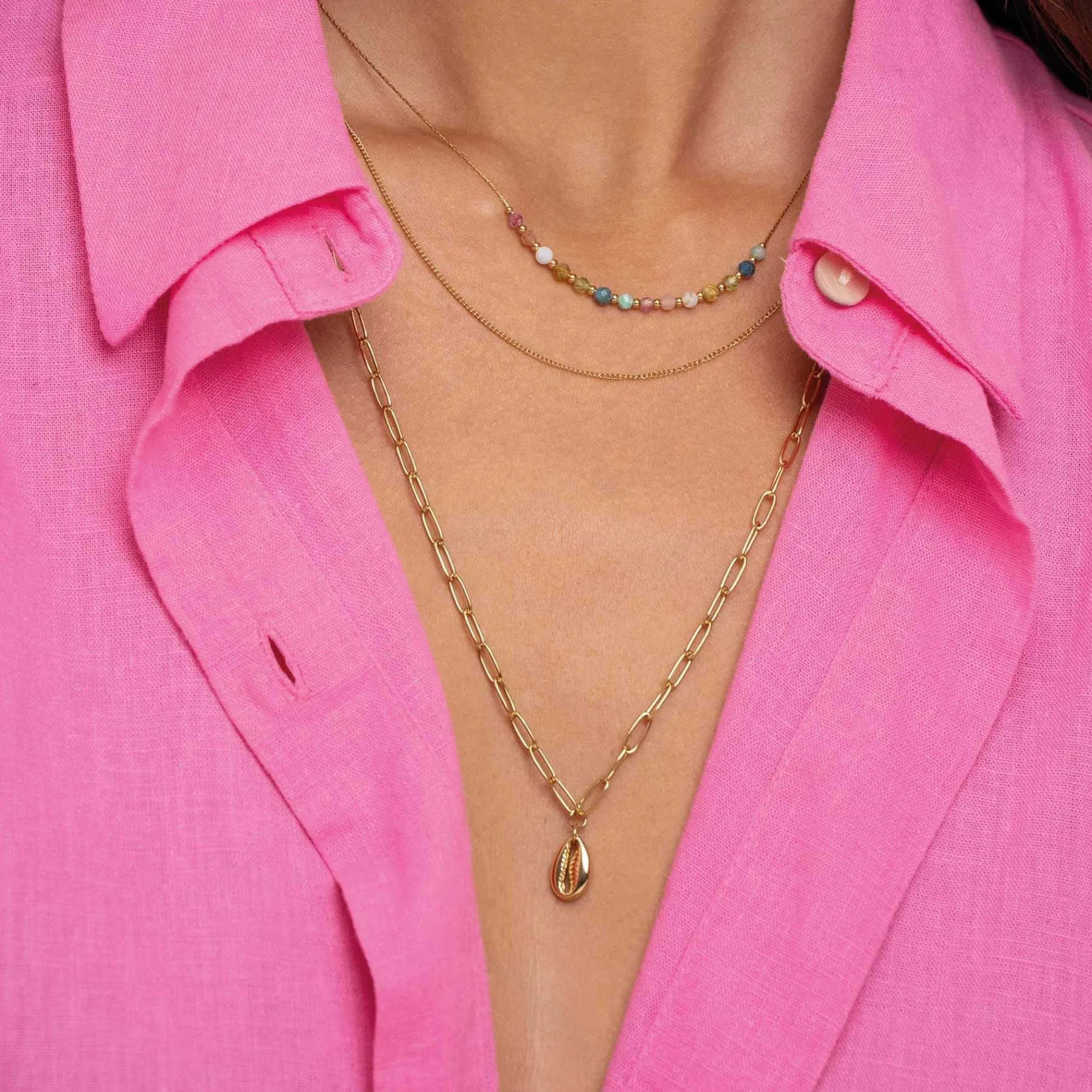 Femme Luzaka Colliers<Multi rangs Coquillage doré