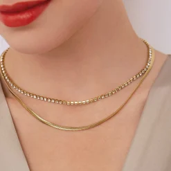 Femme Luzaka Colliers<Multi rangs Doriane acier doré or et strass