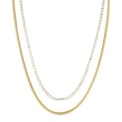 Femme Luzaka Colliers<Multi rangs Doriane acier doré or et strass