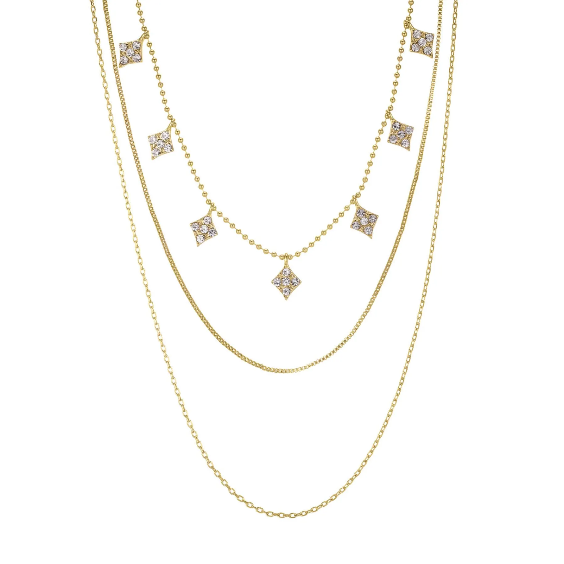 Femme Luzaka Colliers<Multi rangs Losanges doré