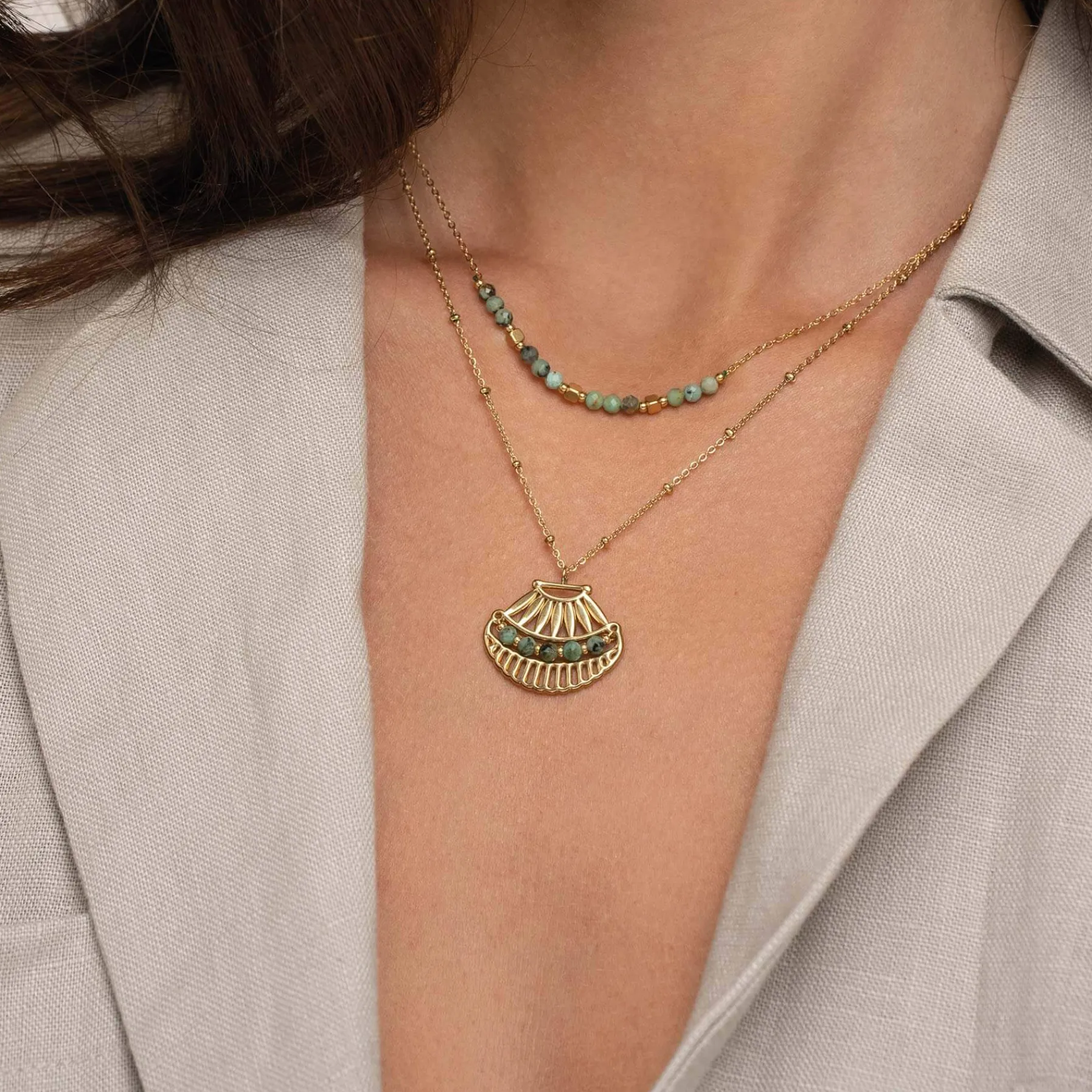 Femme Luzaka Colliers<Multirangs Inka acier doré or