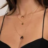 Femme Luzaka Colliers<Multirangs Lunes acier dorées